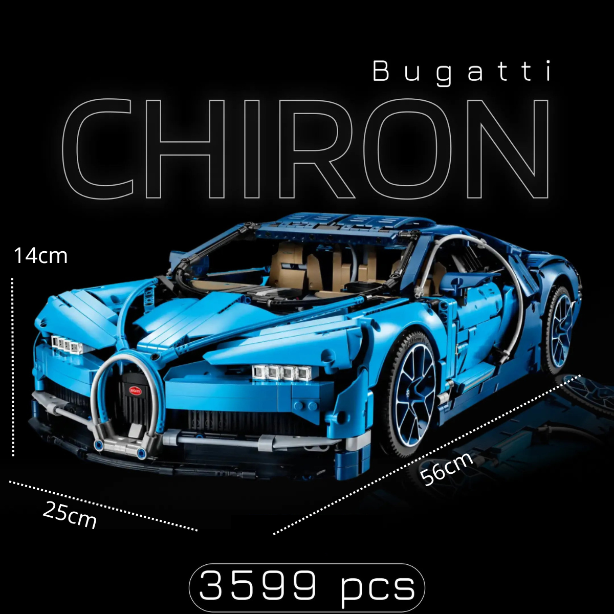 Bugatti Chiron Bleu (3599 pièces)