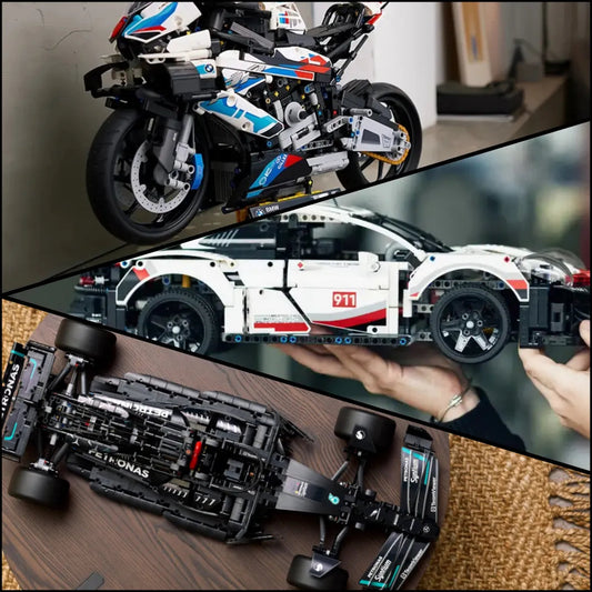 Achetez ensemble ! Les trois produits les plus vendus : BMW S1000, Mercedes AMG W14, Porsche 911 RSR.